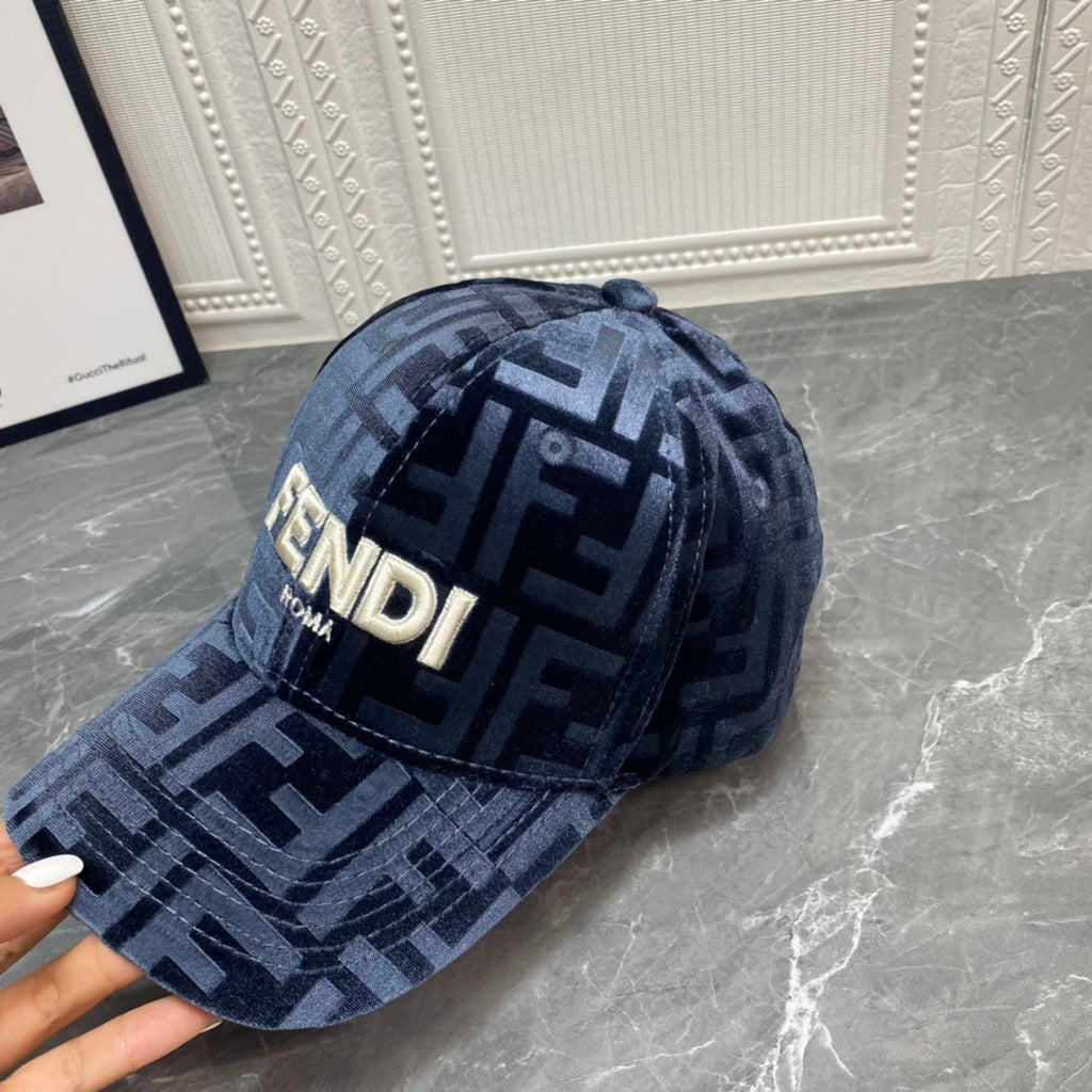FENDI FF Gold Velvet Baseball Cap | Luxury Designer Adjustable Hat