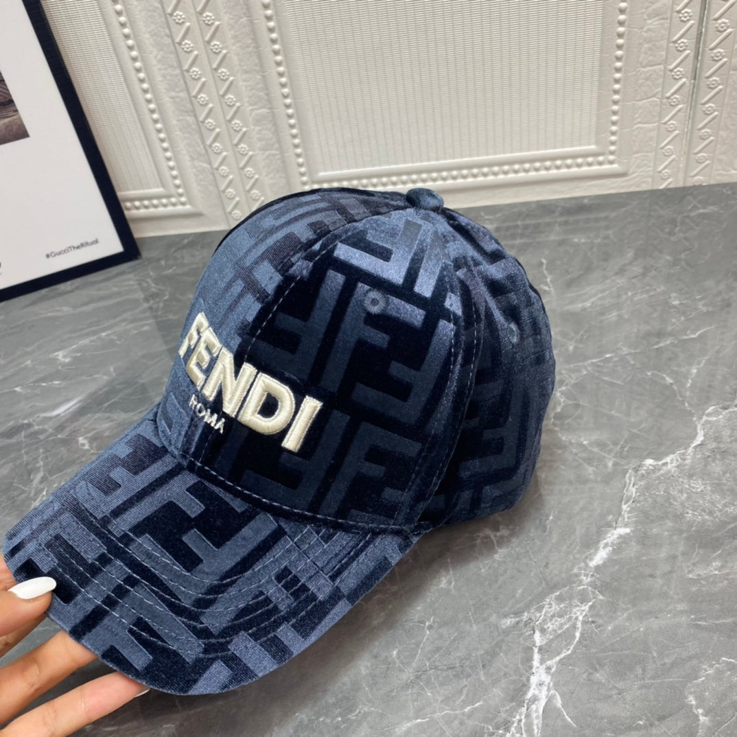FENDI FF Gold Velvet Baseball Cap | Luxury Designer Adjustable Hat