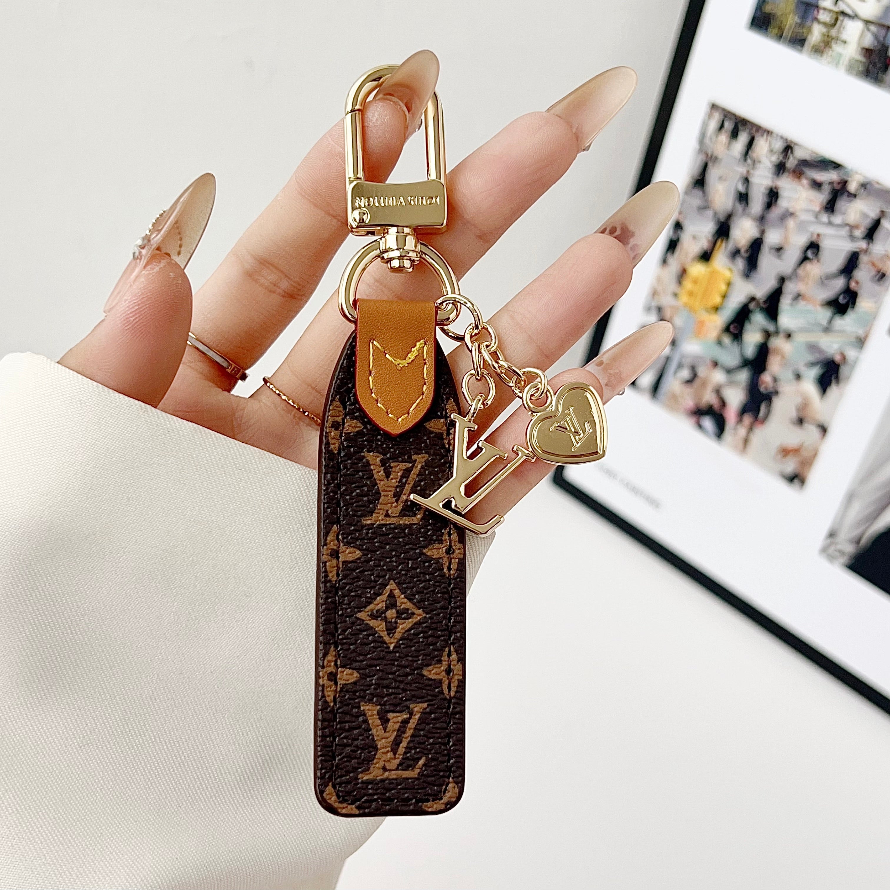 Louis Vuitton Monogram Leather Loop Bag Charm Keychain