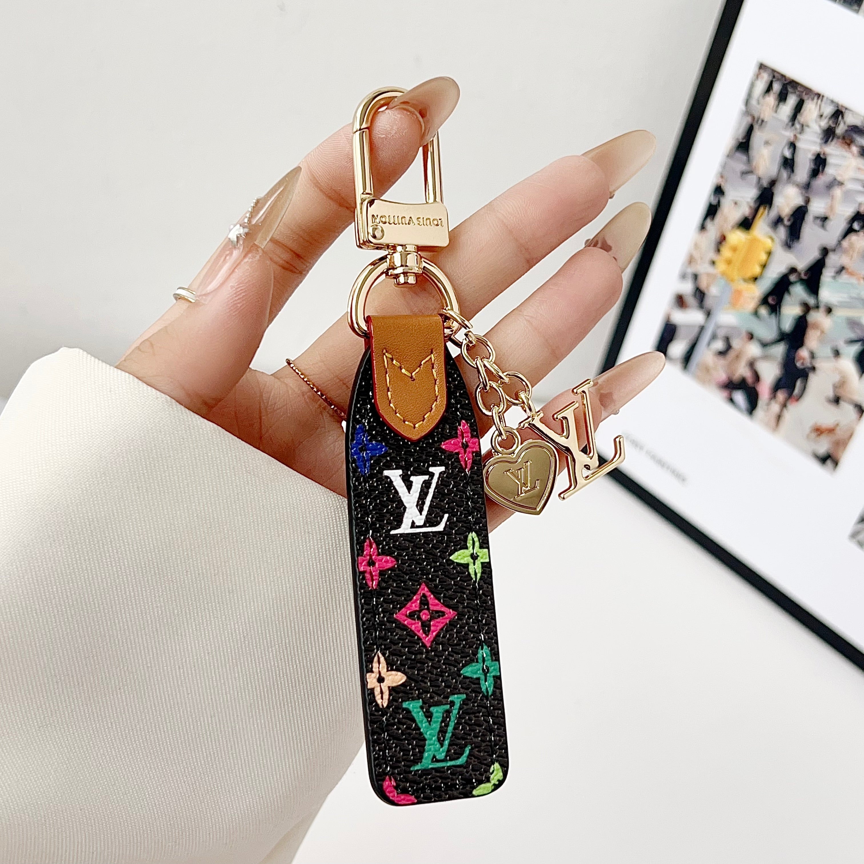 Louis Vuitton Monogram Leather Loop Bag Charm Keychain