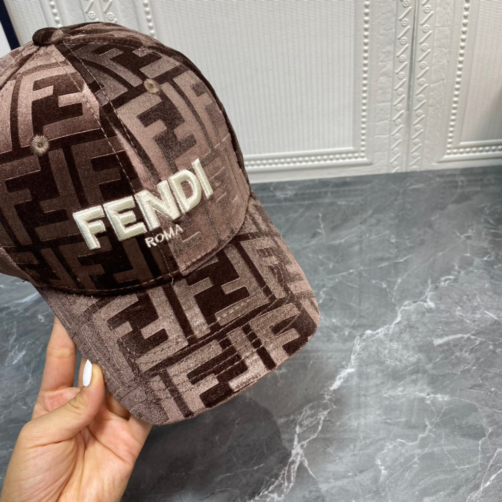 FENDI FF Gold Velvet Baseball Cap | Luxury Designer Adjustable Hat