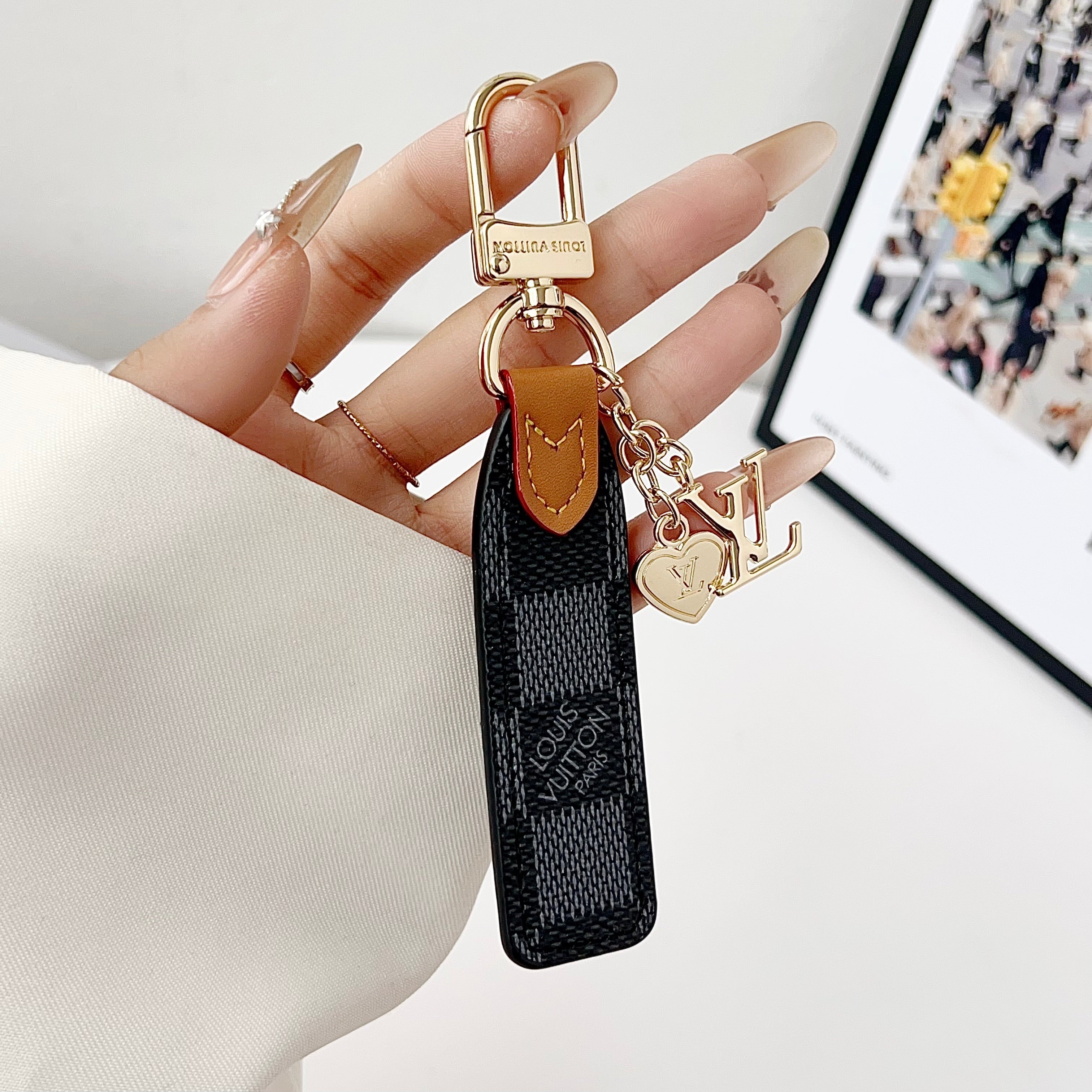 Louis Vuitton Monogram Leather Loop Bag Charm Keychain
