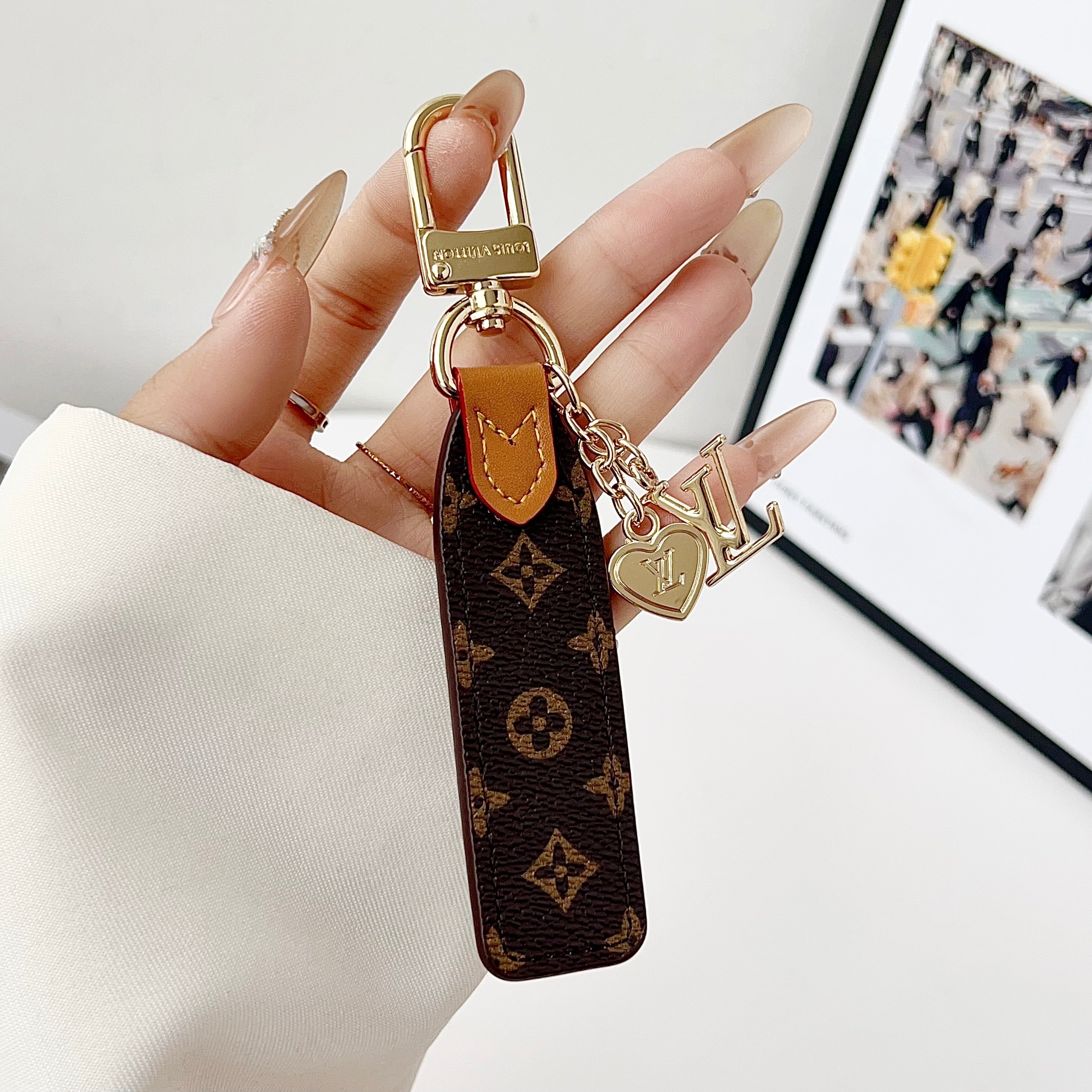 Louis Vuitton Monogram Leather Loop Bag Charm Keychain