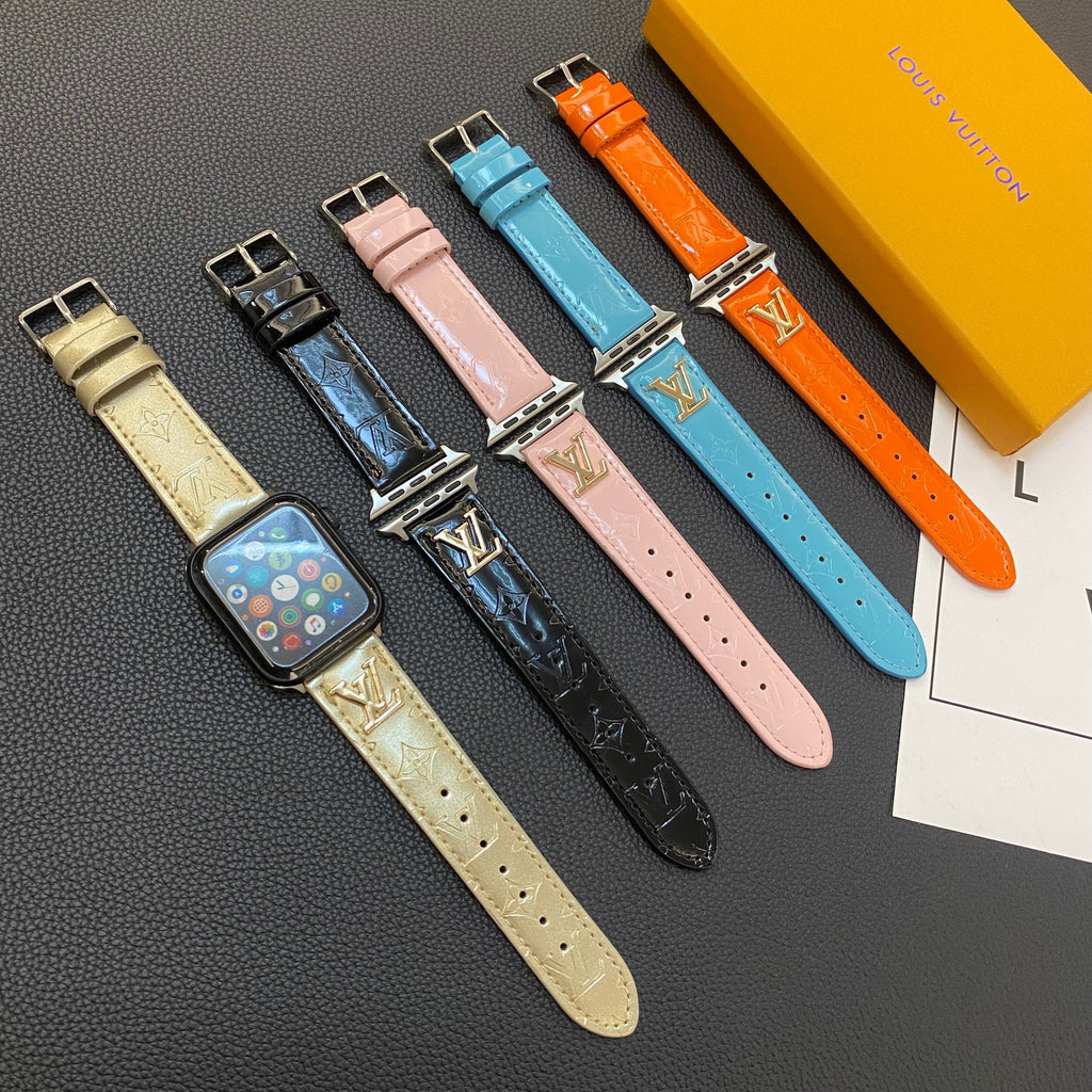 Luxury Louis Vuitton Apple Watch Band – Glossy Leather Strap for Apple Watch Ultra