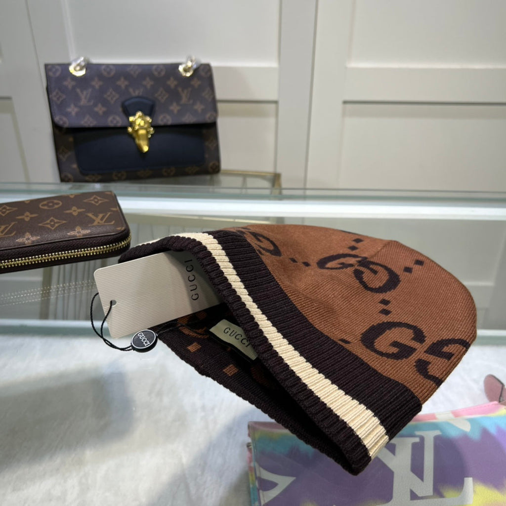 Gucci GG Jacquard Wool Knit Beanie | Luxury Designer Winter Hat