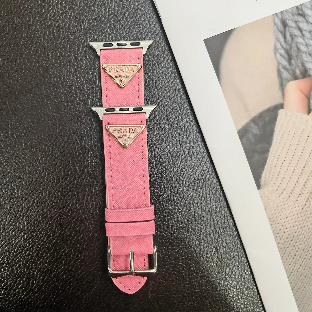 Luxury Prada Apple Watch Band – Triangle Leather Strap for Prada Apple Watch Ultra