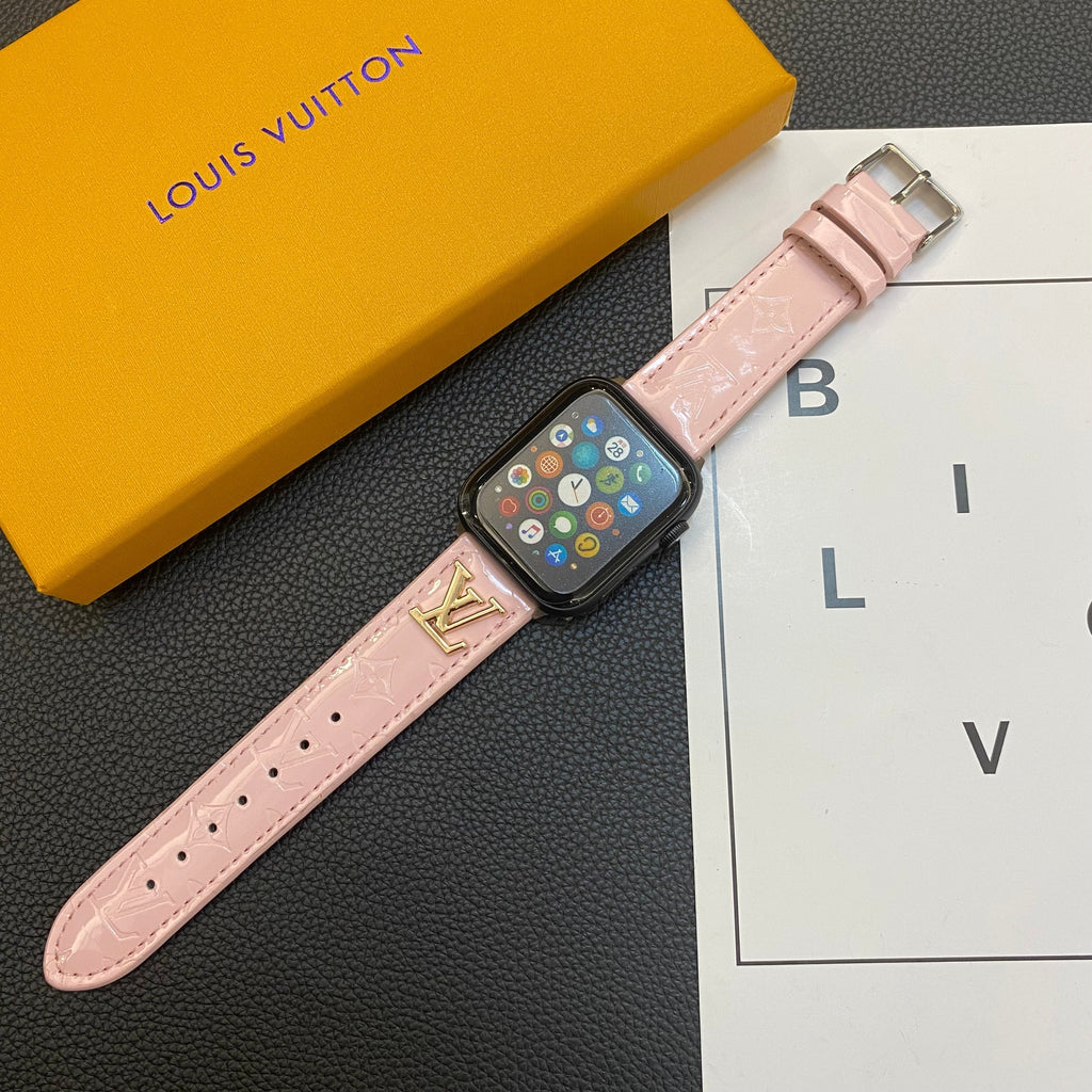 Luxury Louis Vuitton Apple Watch Band – Glossy Leather Strap for Apple Watch Ultra
