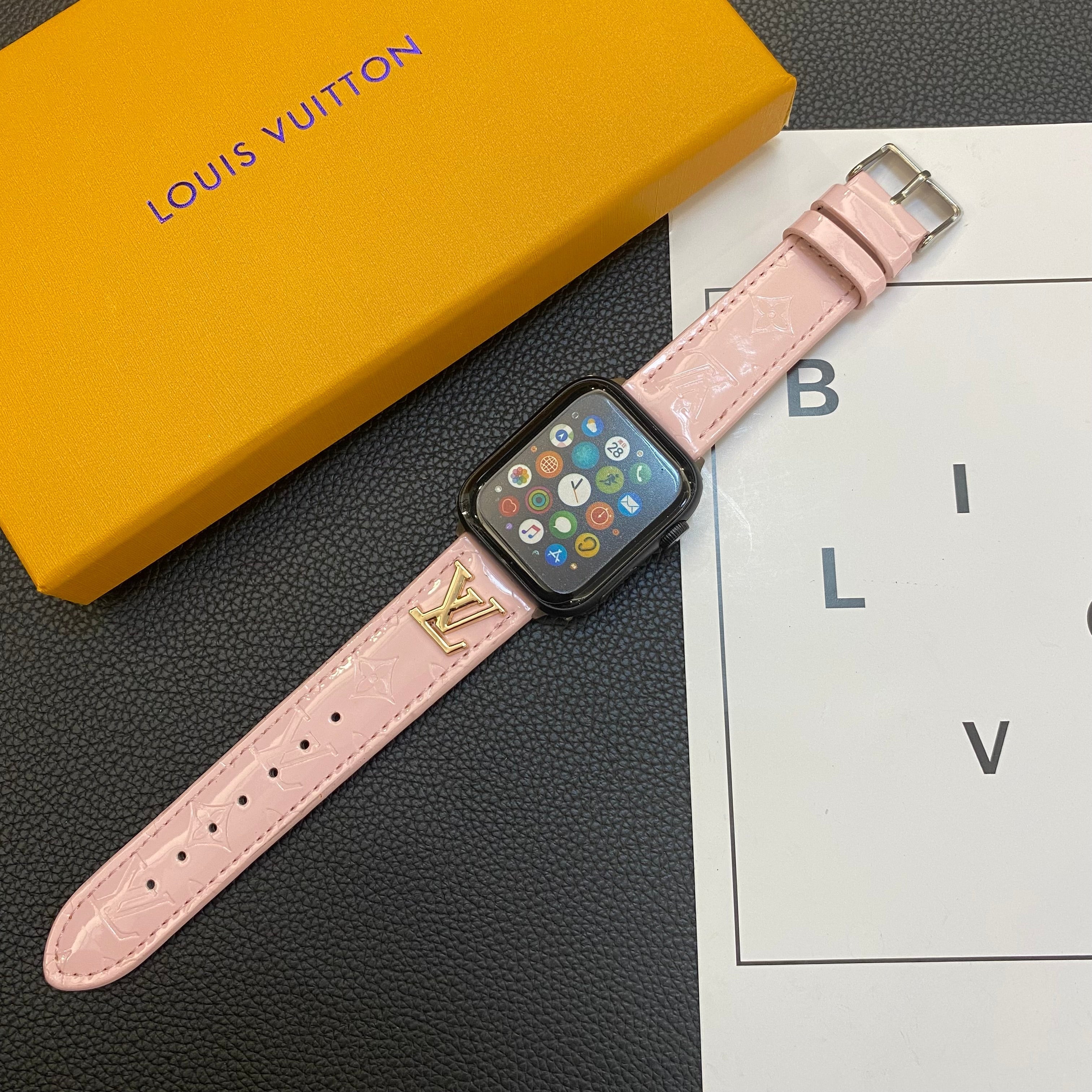 Luxury Louis Vuitton Apple Watch Band – Glossy Leather Strap for Apple Watch Ultra