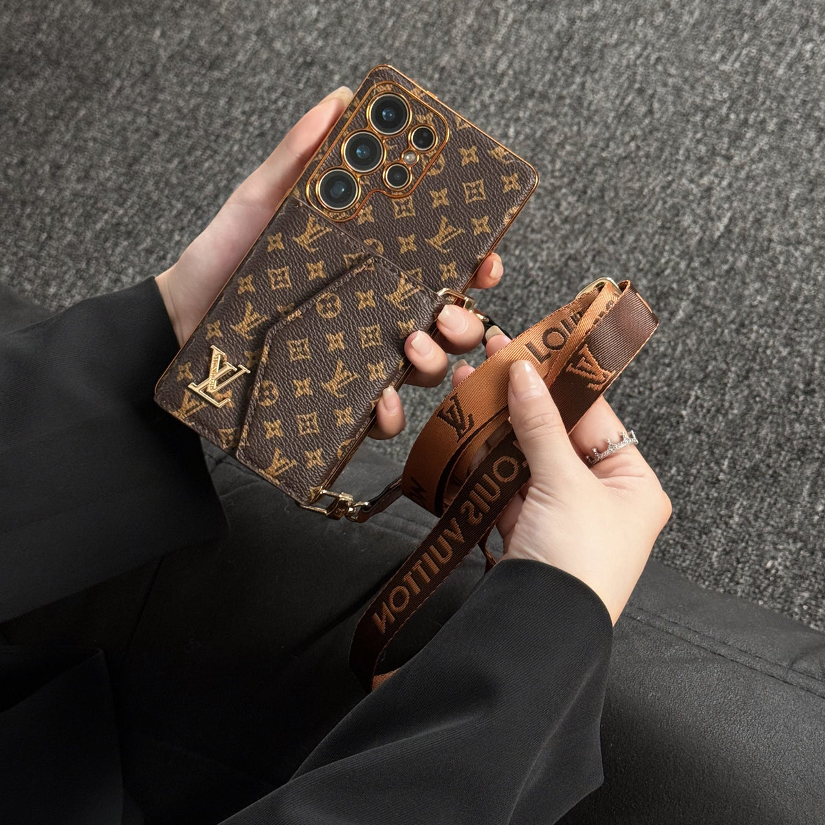Luxury Louis Vuitton Samsung Galaxy S26 Ultra Wallet Case with Strap – Designer Leather Cover