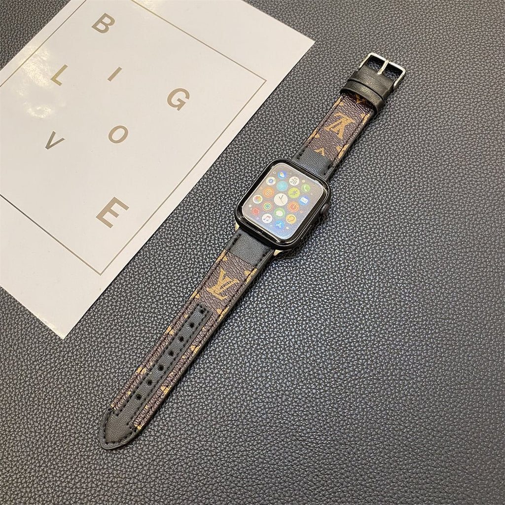 Luxury Louis Vuitton Apple Watch Band – Stitched Monogram Leather Strap