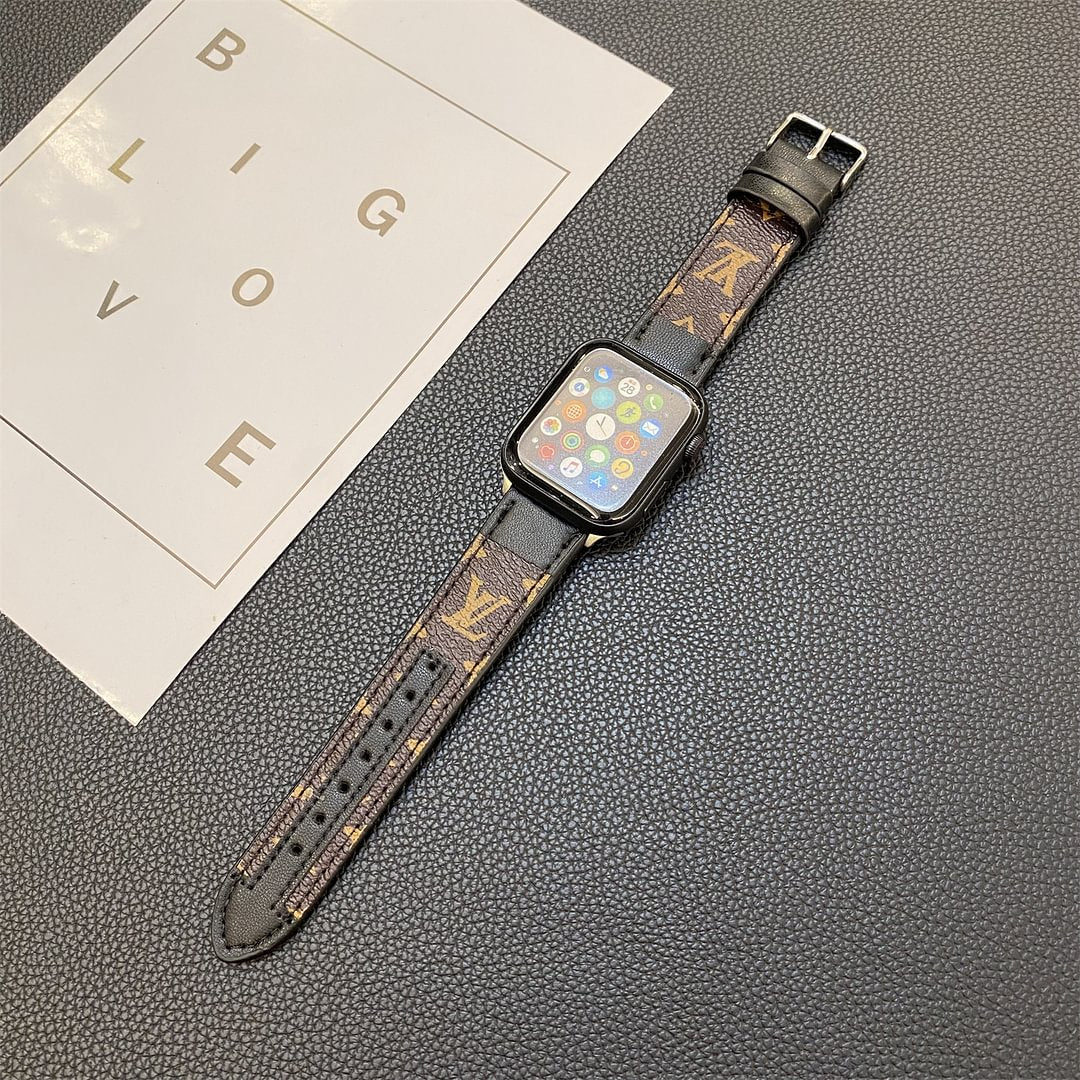 Luxury Louis Vuitton Apple Watch Band – Stitched Monogram Leather Strap