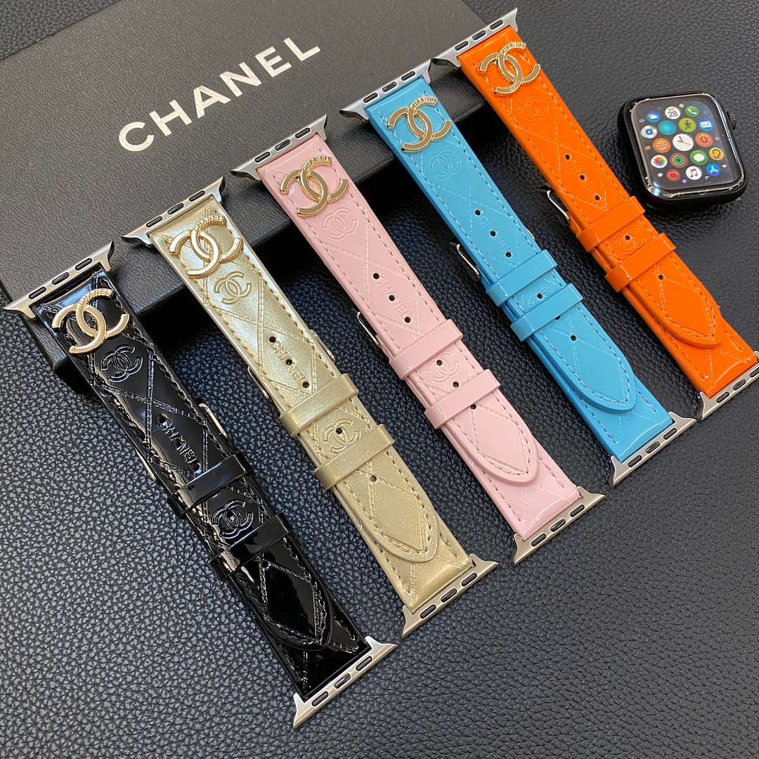 Luxury Chanel Apple Watch Band – Glossy Leather Strap for Apple Watch Ultra