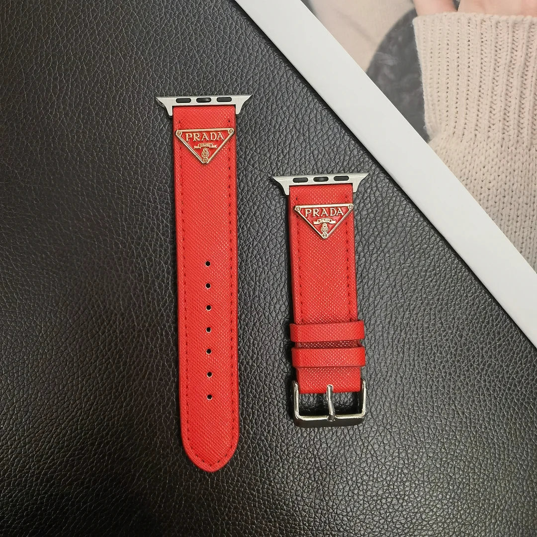 Luxury Prada Apple Watch Band – Triangle Leather Strap for Prada Apple Watch Ultra