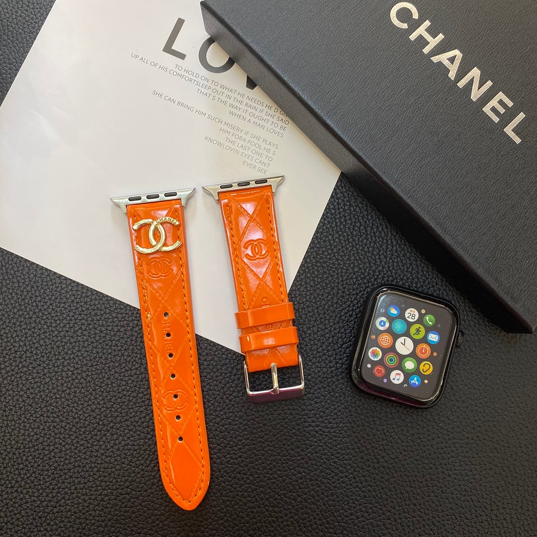 Luxury Chanel Apple Watch Band – Glossy Leather Strap for Apple Watch Ultra