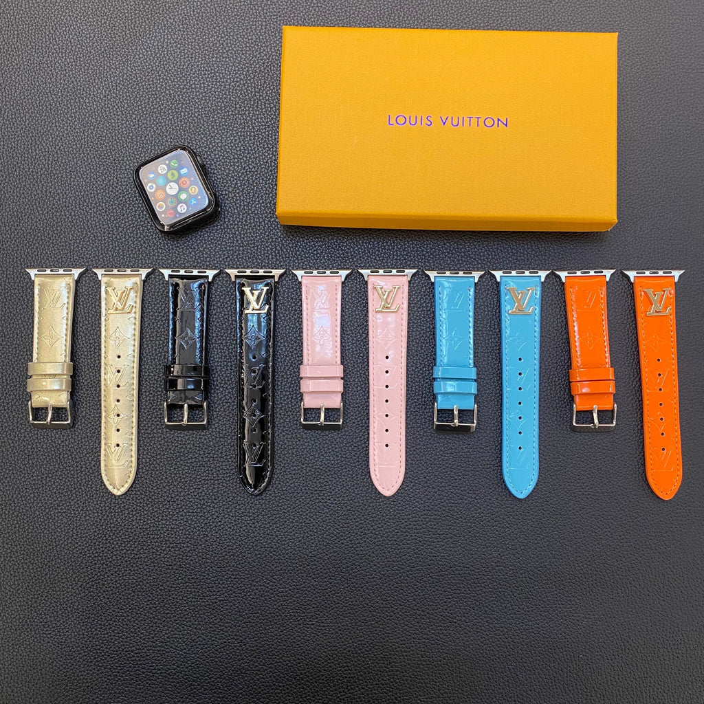 Luxury Louis Vuitton Apple Watch Band – Glossy Leather Strap for Apple Watch Ultra