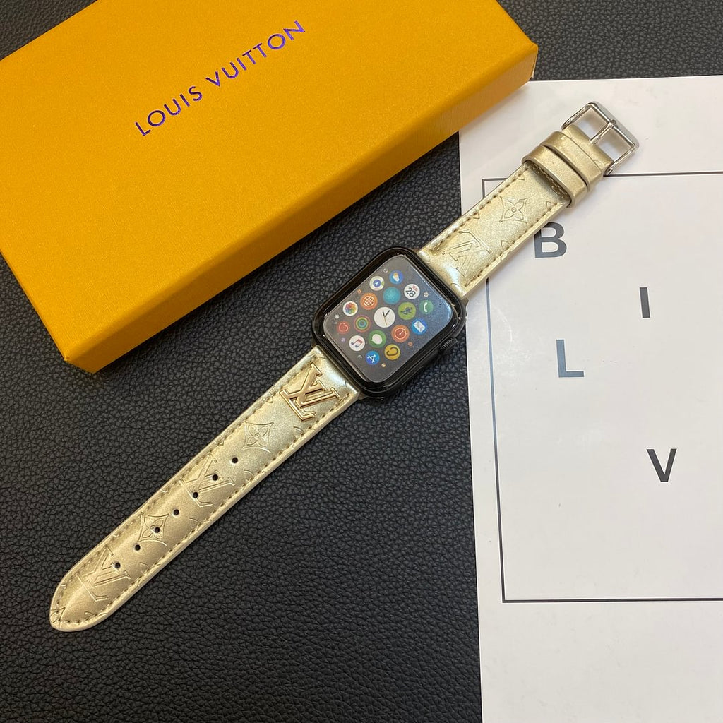 Luxury Louis Vuitton Apple Watch Band – Glossy Leather Strap for Apple Watch Ultra