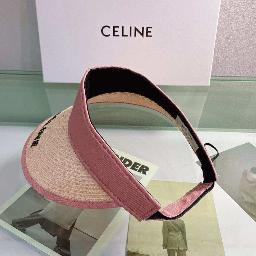 CELINE Raffia Straw Sun Visor | Luxury Designer Wide Brim Beach Hat