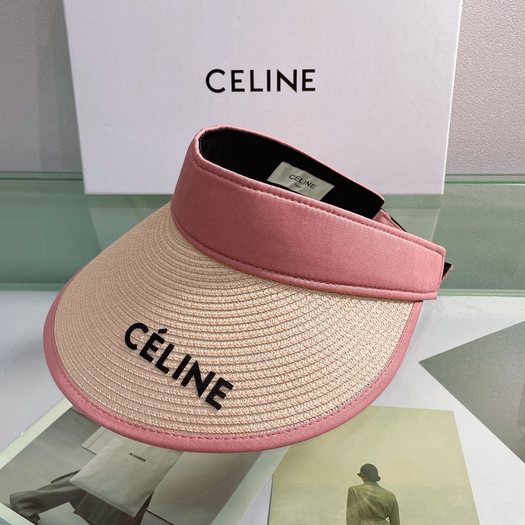 CELINE Raffia Straw Sun Visor | Luxury Designer Wide Brim Beach Hat