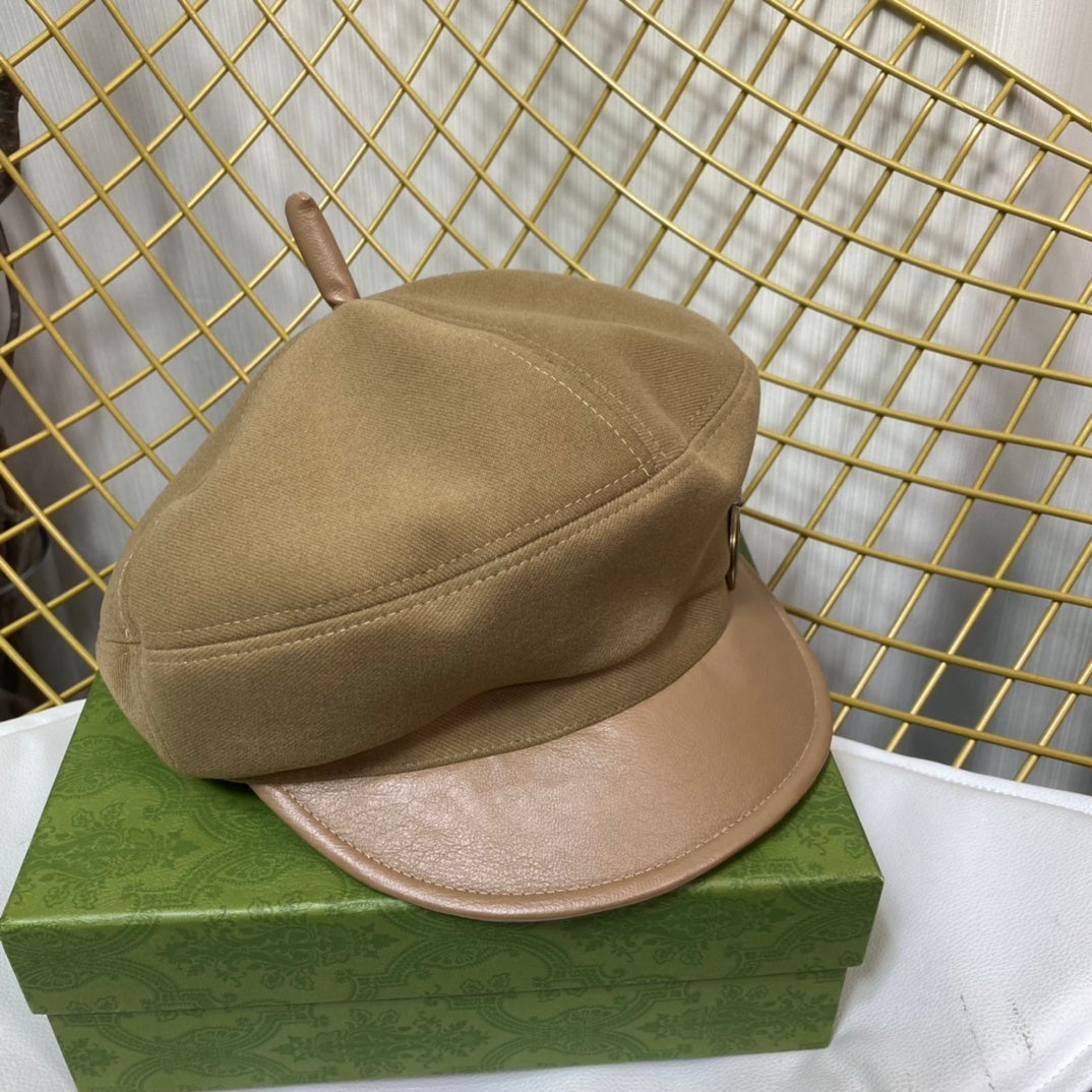 Gucci GG Metal Logo Octagonal Flat Cap | Luxury Designer Cashmere Hat