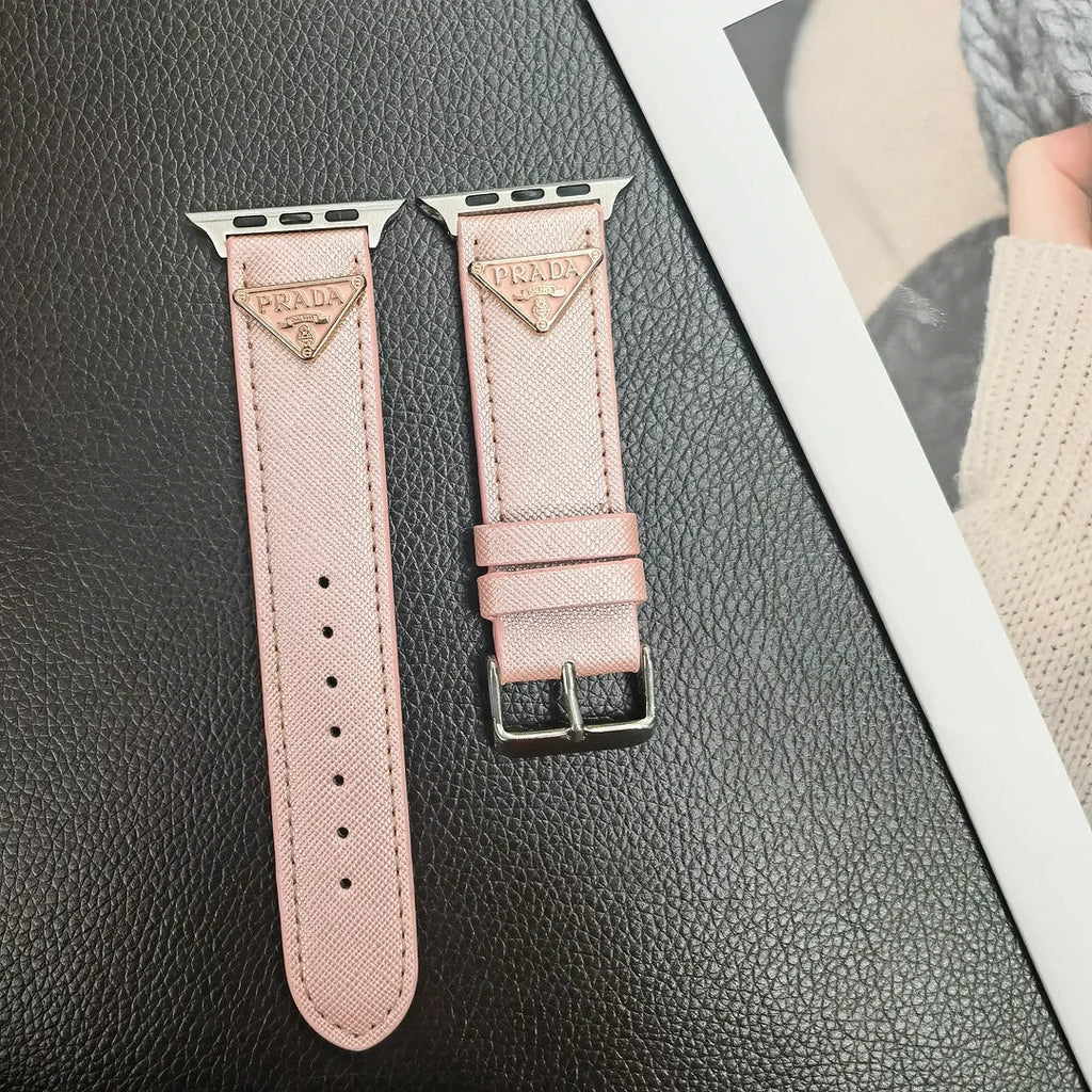 Luxury Prada Apple Watch Band – Triangle Leather Strap for Prada Apple Watch Ultra