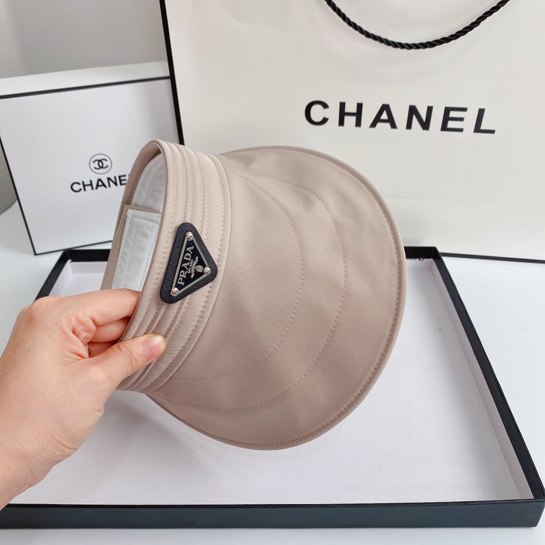 Luxury Prada Sun Visor Triangle Logo Open Top