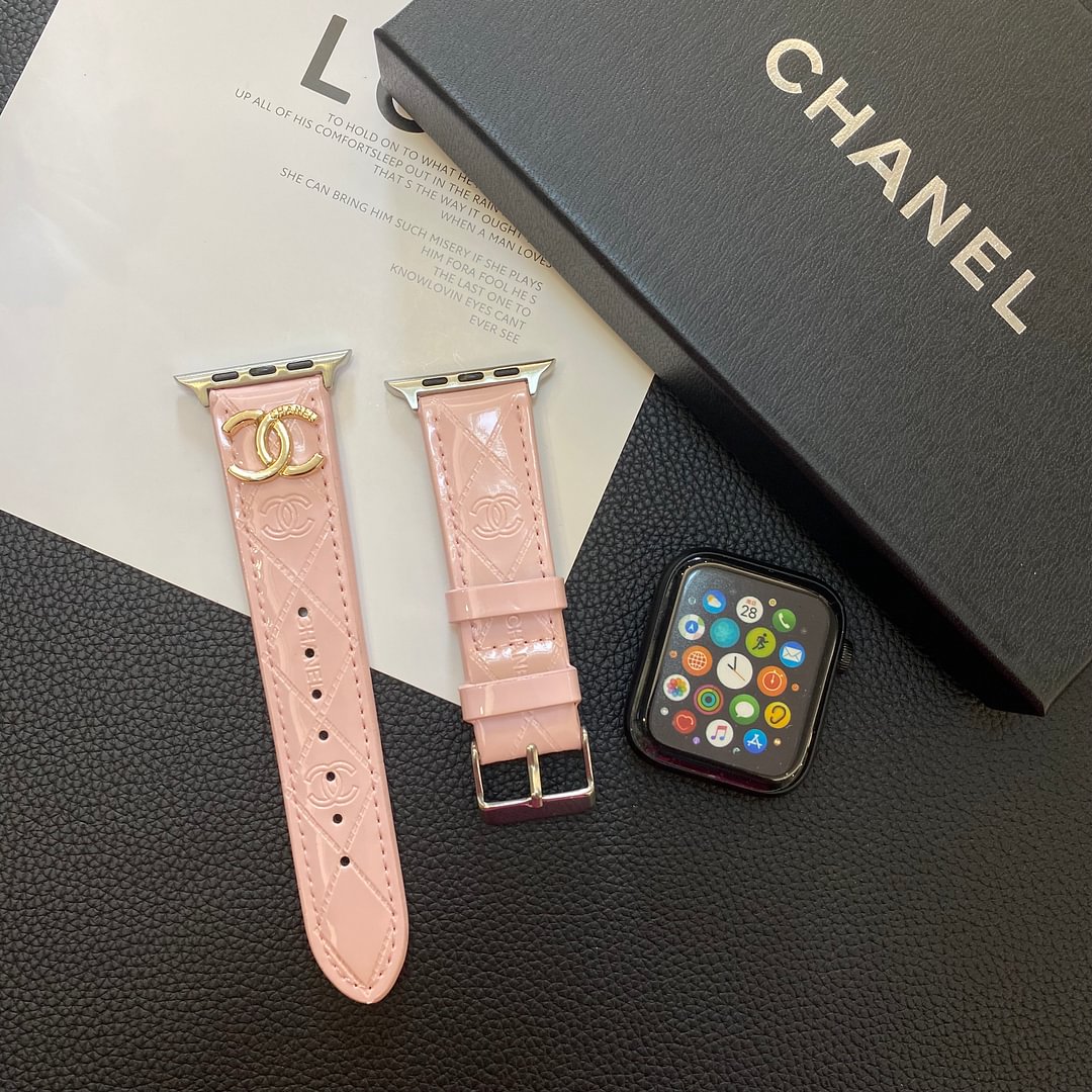 Luxury Chanel Apple Watch Band – Glossy Leather Strap for Apple Watch Ultra