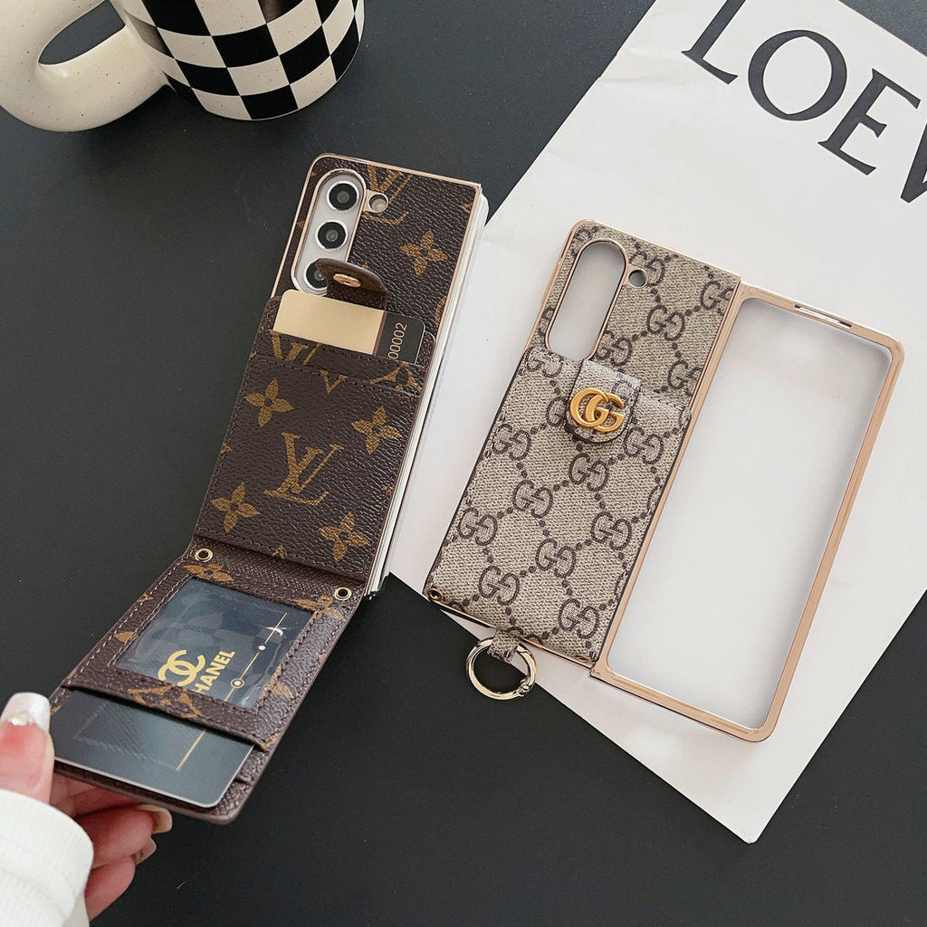 Louis Vuitton Monogram Samsung Galaxy Z Fold 7 Wallet Crossbody Chain Case | Luxury Designer Cover