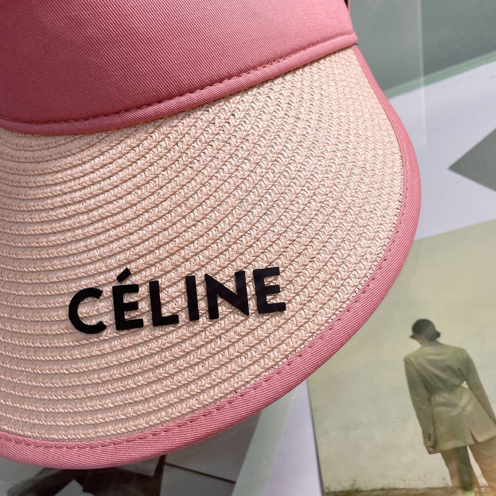 CELINE Raffia Straw Sun Visor | Luxury Designer Wide Brim Beach Hat