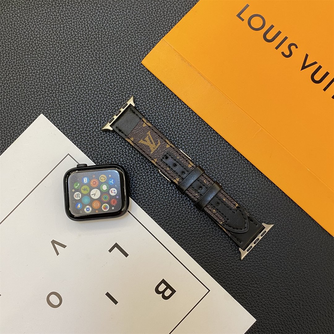 Luxury Louis Vuitton Apple Watch Band – Stitched Monogram Leather Strap