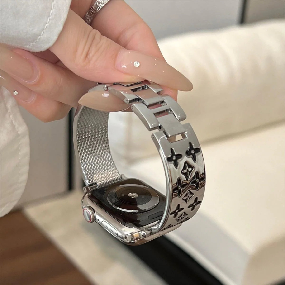 Luxury Louis Vuitton Apple Watch Band – Embossed Metal Strap for Apple Watch Ultra