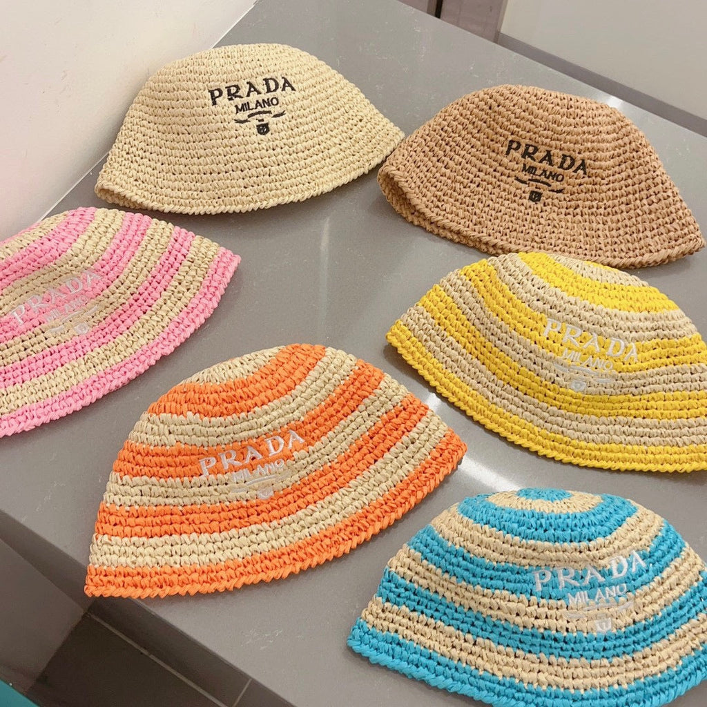 Luxury Prada Raffia Straw Sun Hat for Women