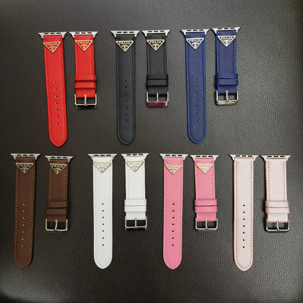 Luxury Prada Apple Watch Band – Triangle Leather Strap for Prada Apple Watch Ultra