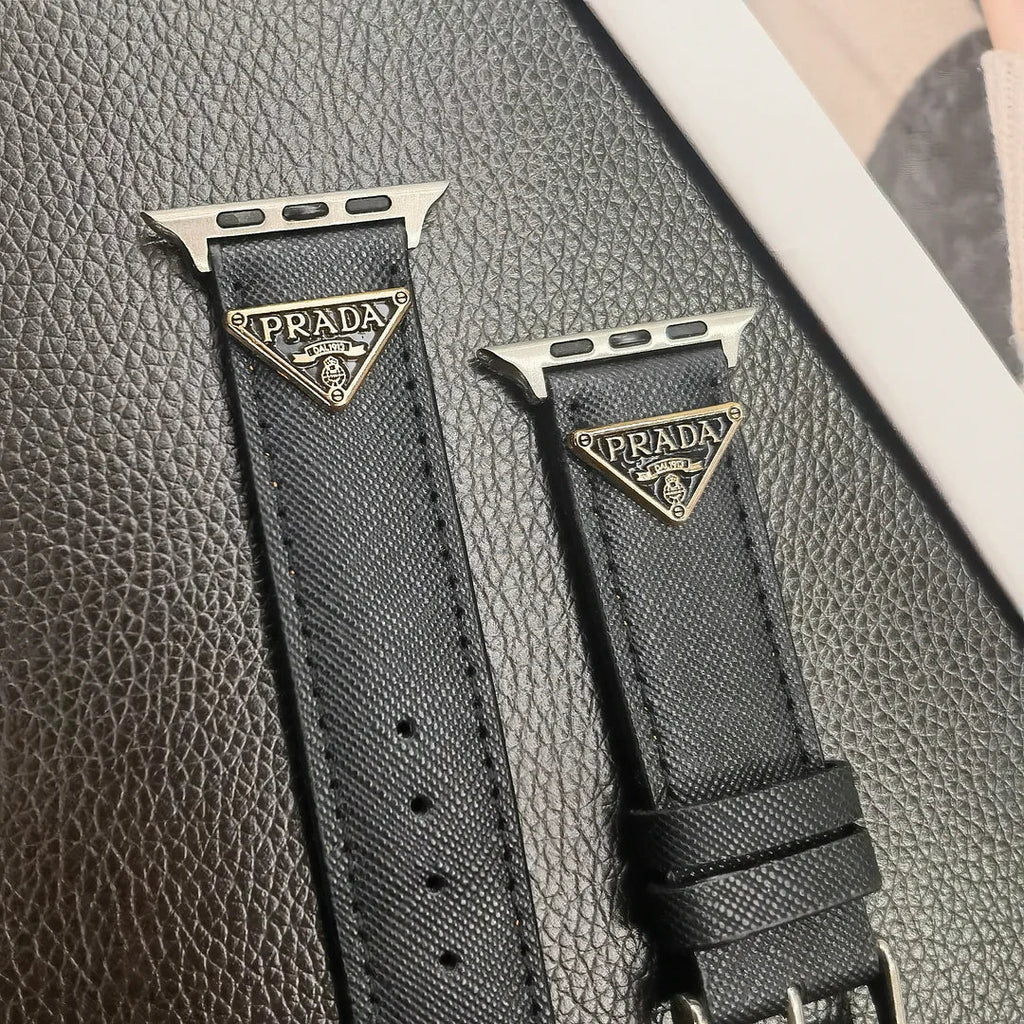 Luxury Prada Apple Watch Band – Triangle Leather Strap for Prada Apple Watch Ultra