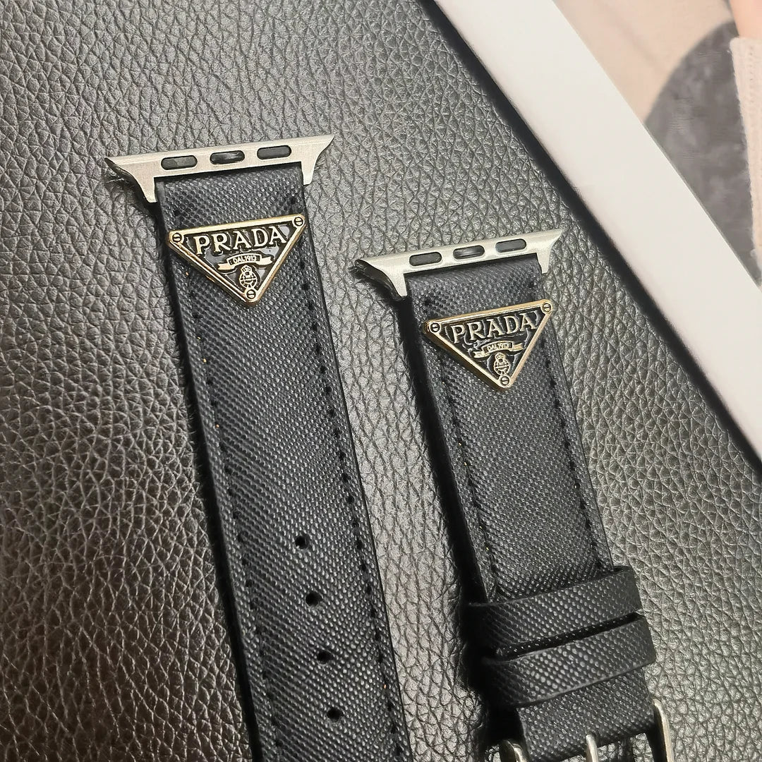 Luxury Prada Apple Watch Band – Triangle Leather Strap for Prada Apple Watch Ultra