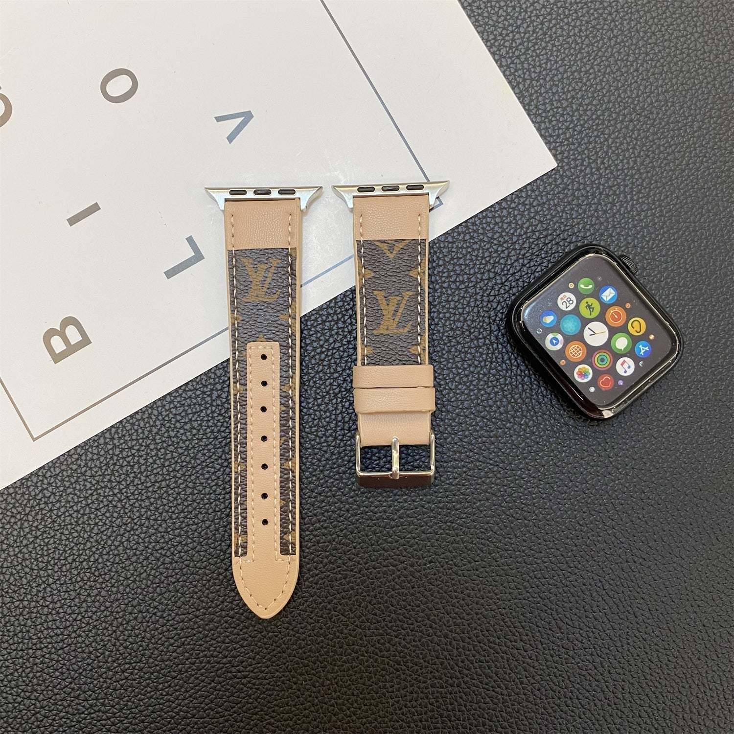 Luxury Louis Vuitton Apple Watch Band – Stitched Monogram Leather Strap
