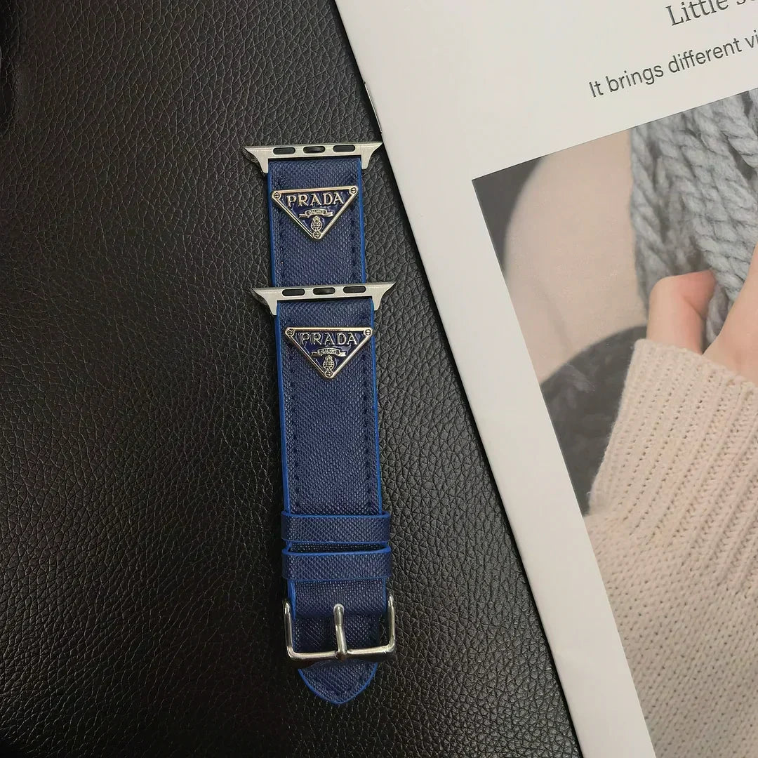 Luxury Prada Apple Watch Band – Triangle Leather Strap for Prada Apple Watch Ultra
