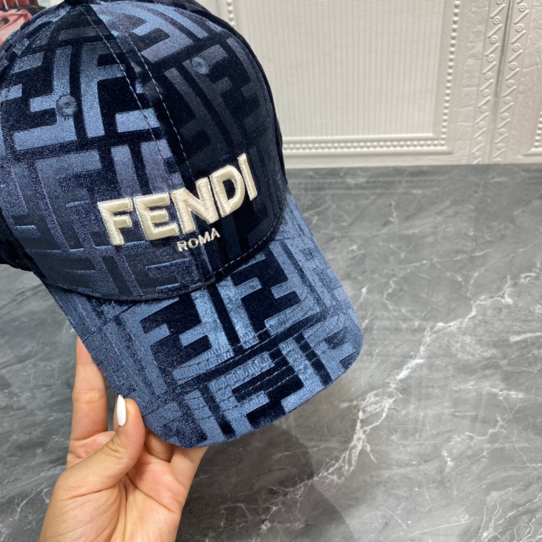FENDI FF Gold Velvet Baseball Cap | Luxury Designer Adjustable Hat