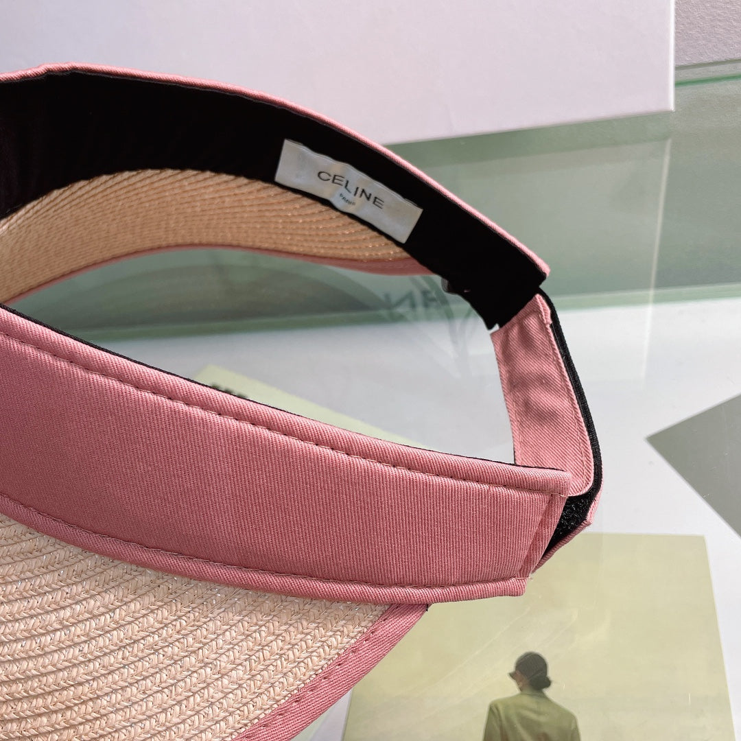 CELINE Raffia Straw Sun Visor | Luxury Designer Wide Brim Beach Hat