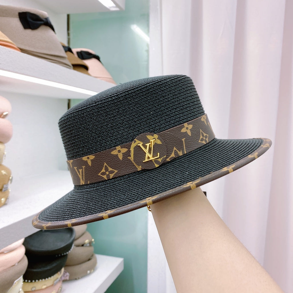 Louis Vuitton Monogram Flat-Brim Straw Hat