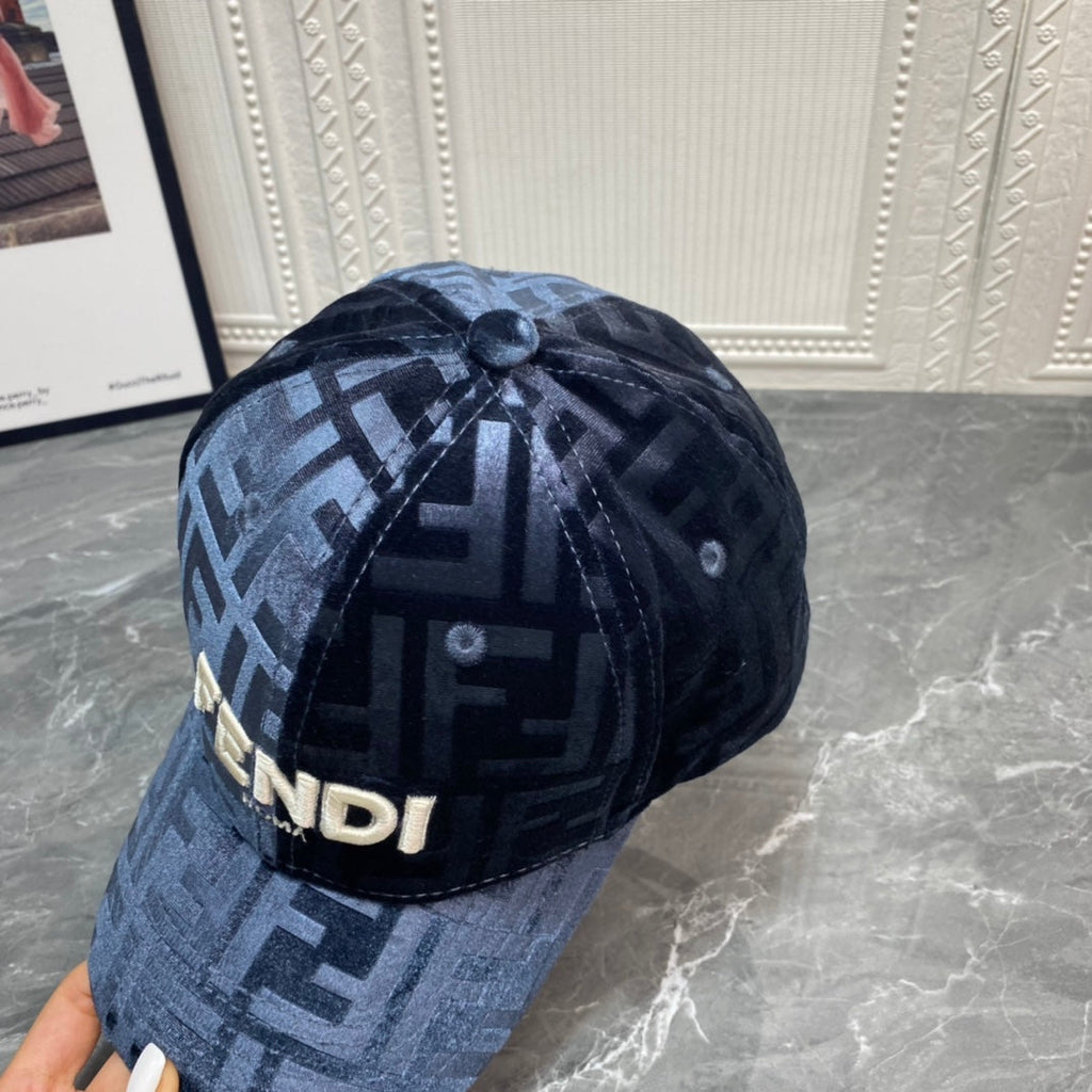 FENDI FF Gold Velvet Baseball Cap | Luxury Designer Adjustable Hat
