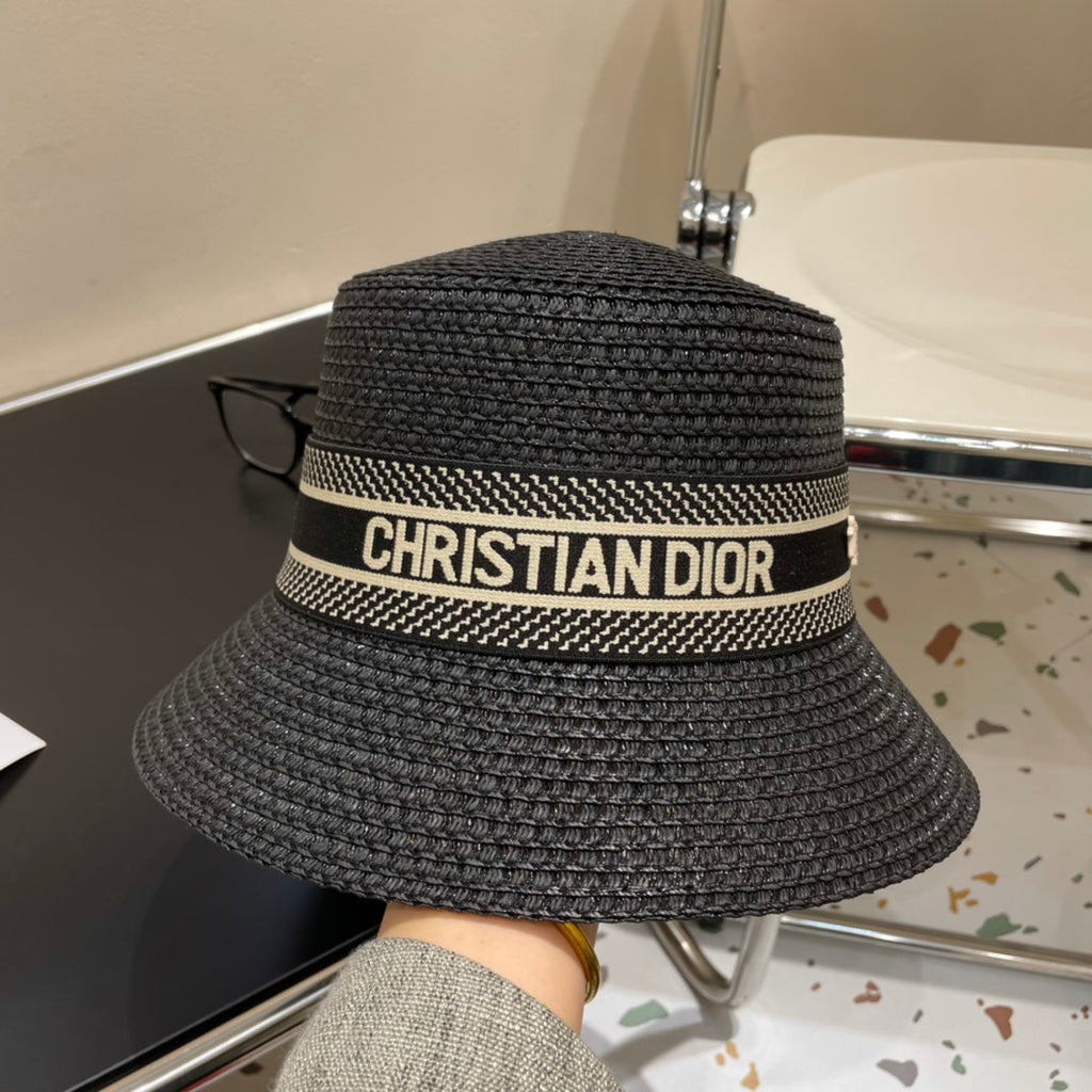 Luxury Christian Dior Straw Sun Hat for Women