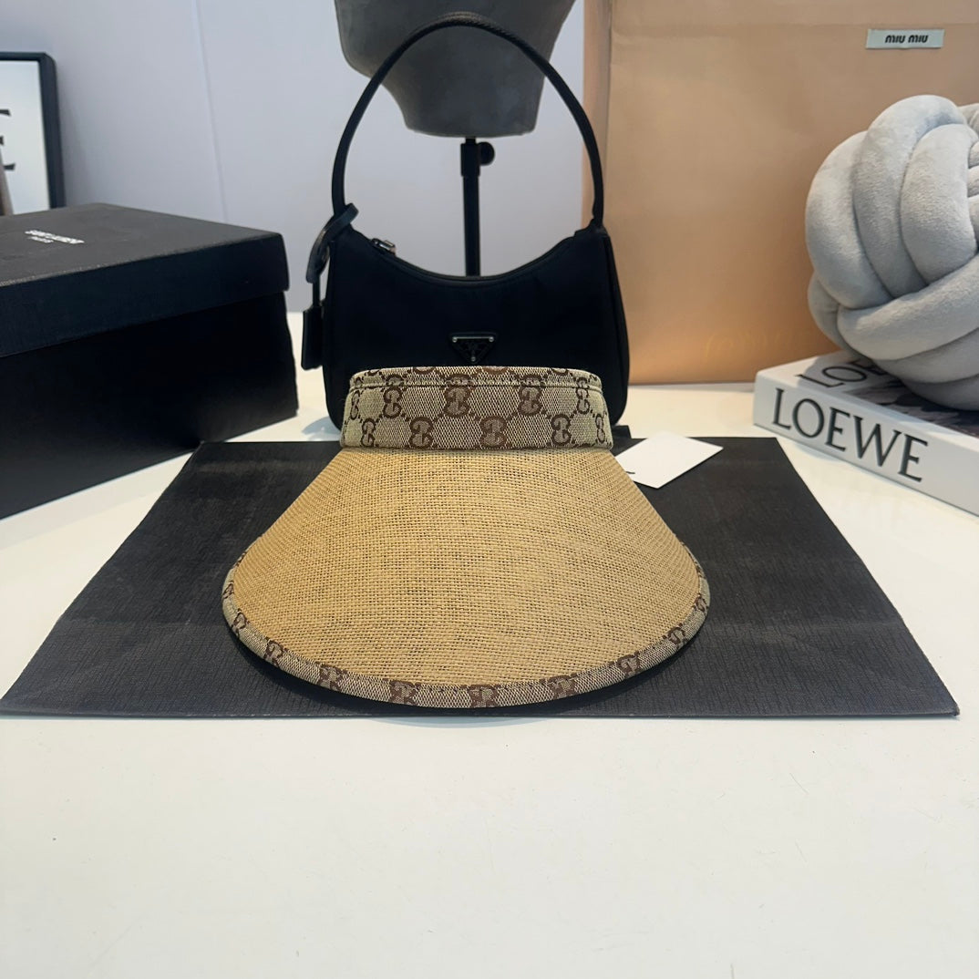 Luxury Gucci GG Straw Sun Visor Hat for Women