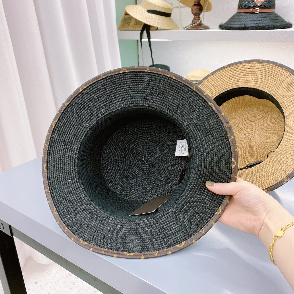 Louis Vuitton Monogram Flat-Brim Straw Hat