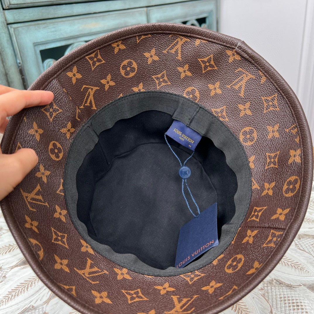 Luxury Louis Vuitton Monogram Bucket Hat & Cap Set