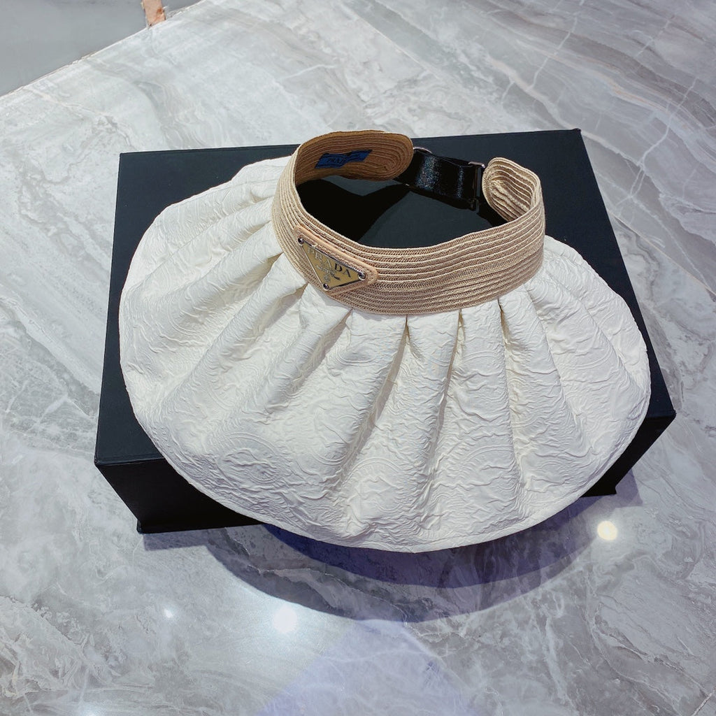Prada Foldable Crinkled Cotton Sun Visor | Luxury Designer Summer Hat
