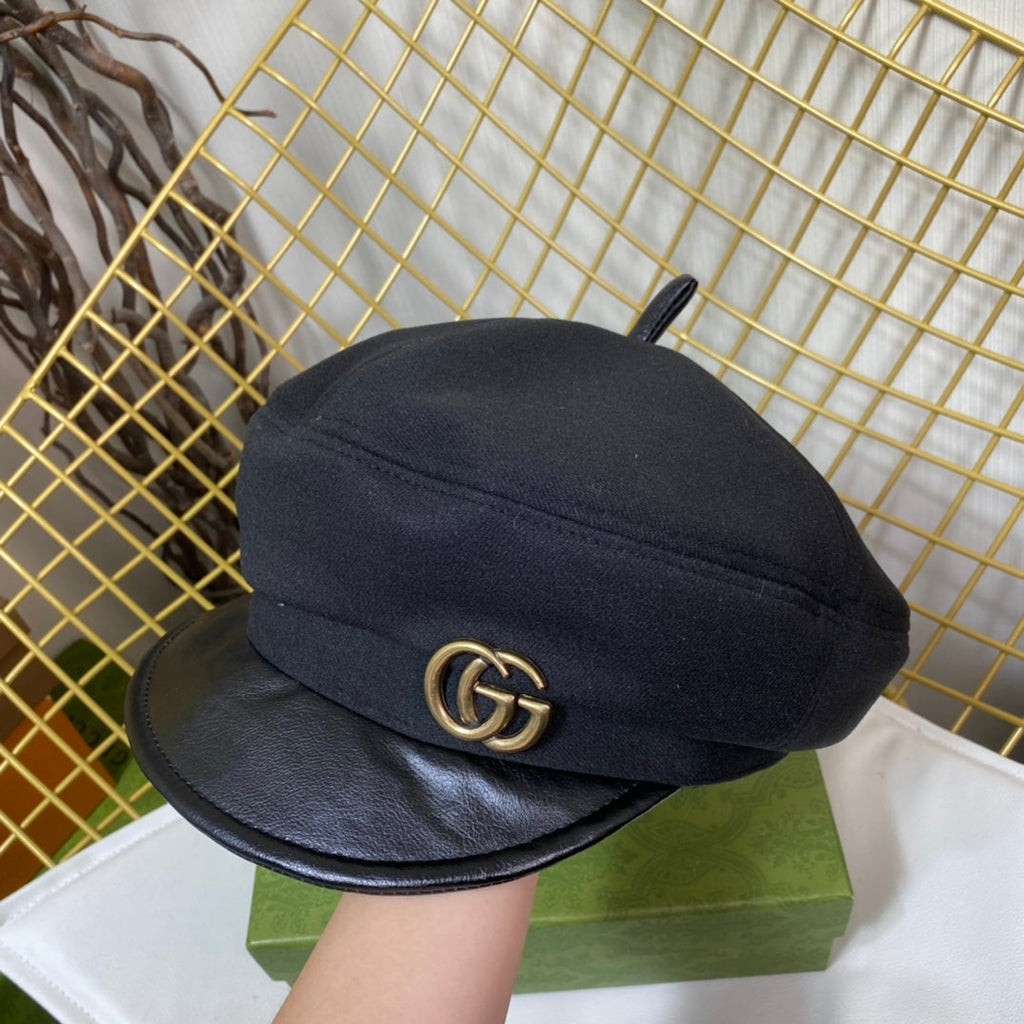 Gucci GG Metal Logo Octagonal Flat Cap | Luxury Designer Cashmere Hat