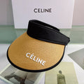 CELINE Raffia Straw Sun Visor | Luxury Designer Wide Brim Beach Hat