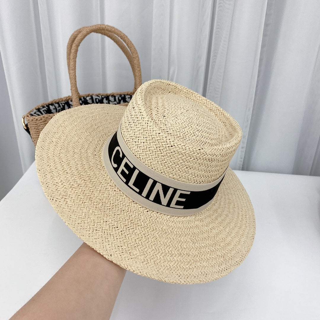 CELINE Raffia Straw Sun Hat | Luxury Designer Wide Brim Summer Hat