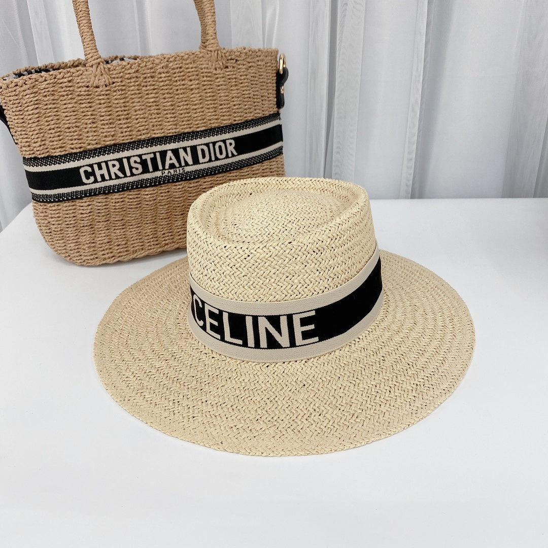 CELINE Raffia Straw Sun Hat | Luxury Designer Wide Brim Summer Hat