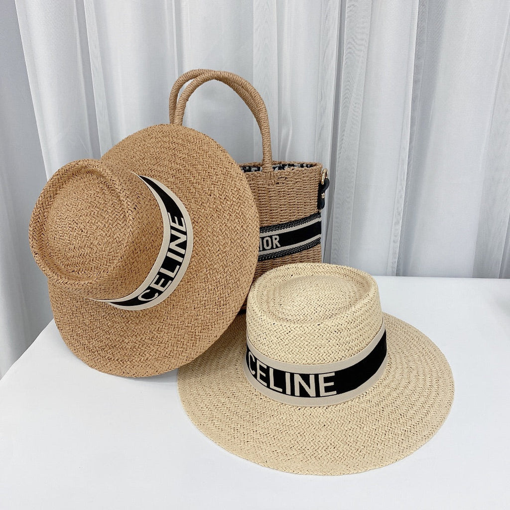 CELINE Raffia Straw Sun Hat | Luxury Designer Wide Brim Summer Hat